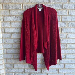 Coldwater Creek Long Sleeve Textured Knit Open Front Cardigan Sweater Size M.
